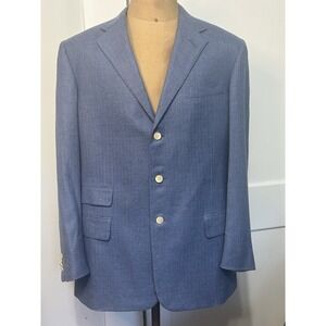 Ralph Lauren Purple Label Blazer 42 L Spring Blue Cashmere Hand Tailored